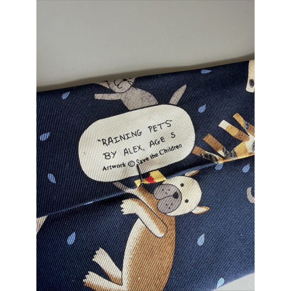 Save The Children-Mens necktie "Raining Pets" Cats & Dogs Silk Novelty Print - Picture 3 of 5